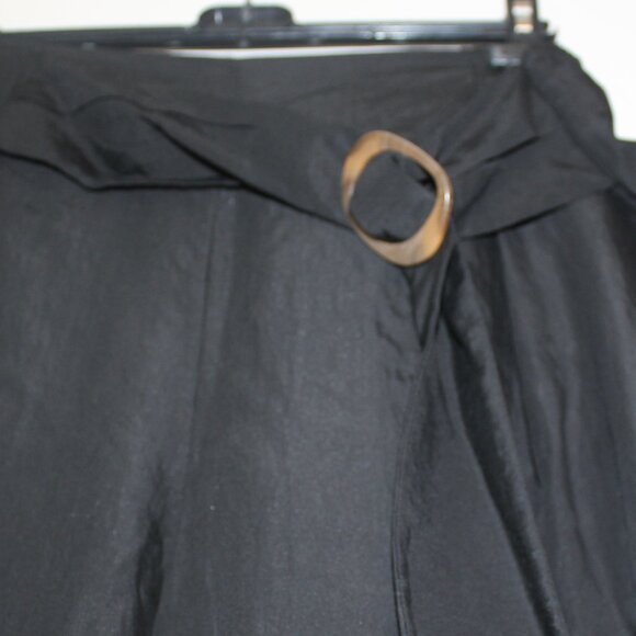 Vince. Black Trousers plus size pull on size zip front belt brown buckle sz 16 - Picture 3 of 9